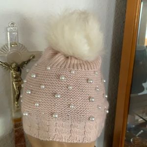 Capelli  New York kids beanie hat pearls pink